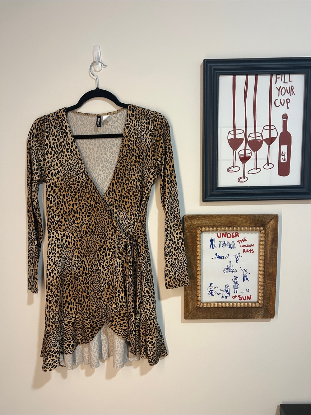 Leopard Print Wrap Dress in Brown